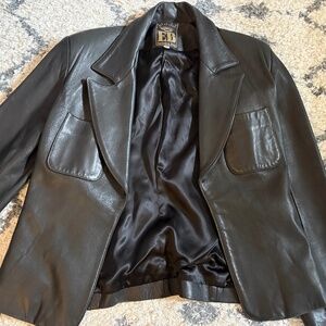 Exclusivos Baez Black Leather Jacket-Medium
